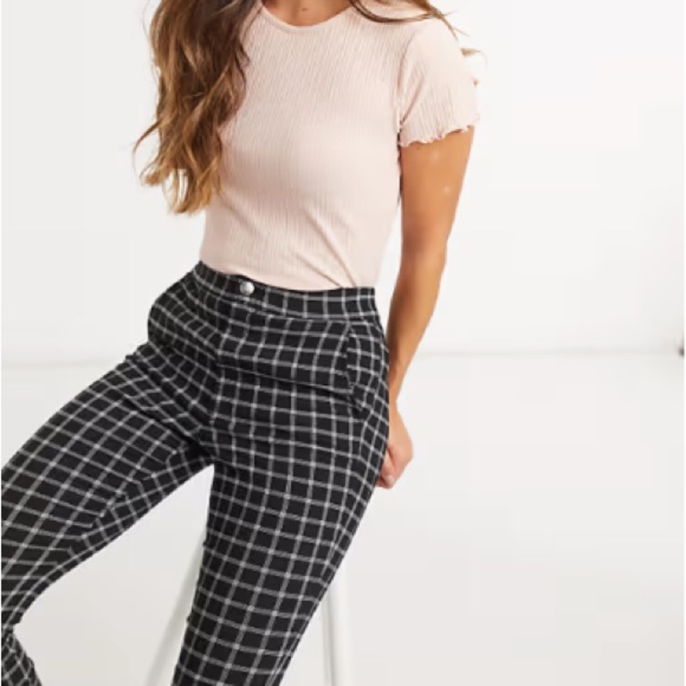 Hollister Black and White Checkered Skinny Pants